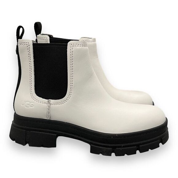 UGG BOOTS WOMEN'S 8 WHITE LEATHER ASHTON CHELSEA ‎ Waterproof Pull-on - Picture 2 of 11